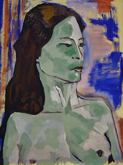 Studie naar model in twee sessies, olieverf. Life study after model. Oilpaint in two sessions.